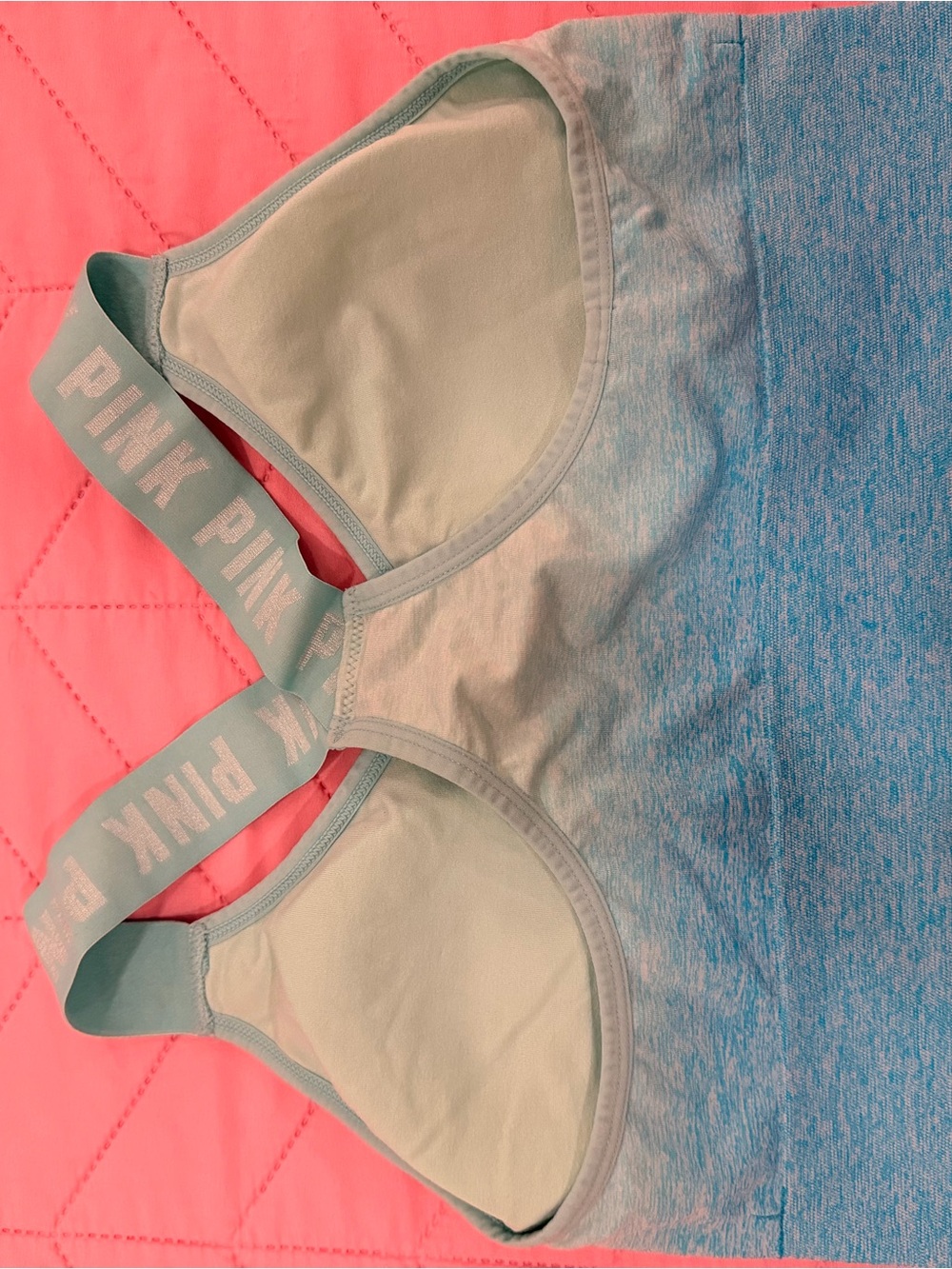 PINK Victoria's Secret Ombre Light Teal to Blue Sports Bra - Picture 3 of 3